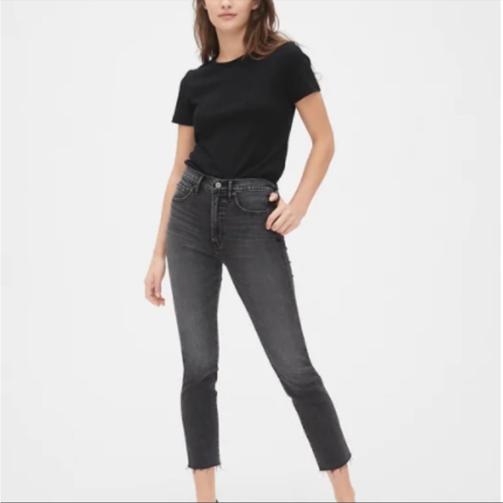 Gap frayed high rise washed black cigarette Jean